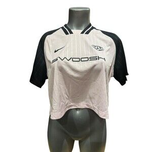 Nike swoosh soccer jersey crop top M pink black